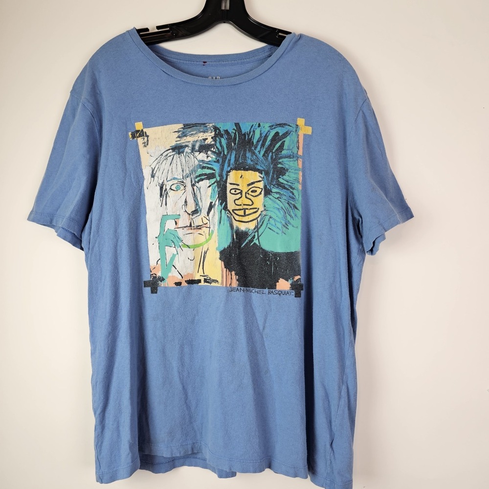 Gap x Jean-Michel Basquiat Andy Warhol Tee T-Shirt Mens Large Blue Graphic Tee
